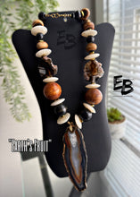 Load image into Gallery viewer, “Earth’s Fruit” Agate, Wood, Bone & Brass Long Necklace
