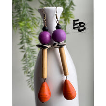 Load image into Gallery viewer, “Grape Forest” Mixed Organic Dangle Earrings