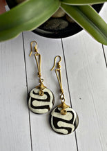 Load image into Gallery viewer, “The Batik Collection” Bone & Brass Dangle Earrings