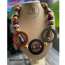 Load image into Gallery viewer, “Round In Circles” -Earth Tone Vintage Wood Necklace