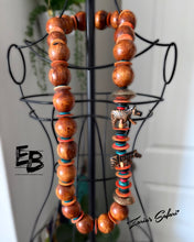 Load image into Gallery viewer, “Zaria’s Safari” Long Oversized Wood & Brass Necklace