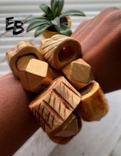 Load image into Gallery viewer, “Brazen Bonez” Gaudy Bone & Wood Stretch Bracelets