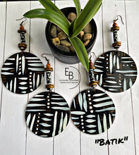 Load image into Gallery viewer, “Big Batik” Hand painted Wood Dangle Earrings