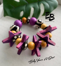 Load image into Gallery viewer, “Baby You’re A Star” Oversized Bone &Wood Stretch Bracelets