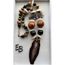 Load image into Gallery viewer, “Earth’s Fruit” Agate, Wood, Bone & Brass Long Necklace