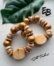 Load image into Gallery viewer, “Golden Timbers” Bone Stretch Bracelets