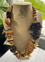 Load image into Gallery viewer, “Electric Woods Collection” Black Safari Wood & Coconut Necklace