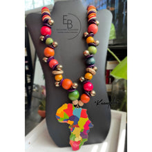 Load image into Gallery viewer, “Kuangalia” Vibrant Wood & Metal Statement Necklace