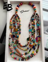 Load image into Gallery viewer, “Streams” Dyed Bone & Mixed Beads Multi-Strand Necklace
