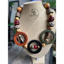 Load image into Gallery viewer, “Round In Circles” -Earth Tone Vintage Wood Necklace