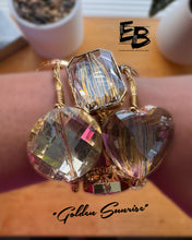 Load image into Gallery viewer, “Golden Sunrise” 3pc Clear Crystal & Gold Bangle Stack