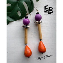 Load image into Gallery viewer, “Grape Forest” Mixed Organic Dangle Earrings
