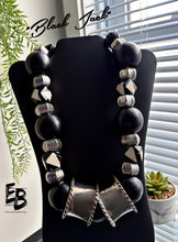 Load image into Gallery viewer, “Black Jack” Oversized Wood & Silver Necklace