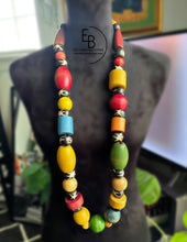 Load image into Gallery viewer, “Recess” Vintage Wood Toy Blocks & Bone Bead Necklace