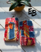 Load image into Gallery viewer, “Patches On The Block” Mixed Fabric Earrings