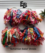 Load image into Gallery viewer, “Bohemian Babe” Shredded Kantha Fabric Hoop Earrings