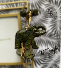 Load image into Gallery viewer, “Elle” Green Jade Hand-carved Elephant Bangle