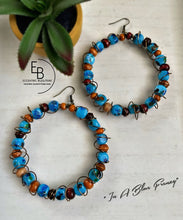Load image into Gallery viewer, “In A Blue Frenzy” Wire Wrapped Ceramic Earrings