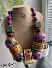 Load image into Gallery viewer, “Iris’ Garden” Vintage Wood Floral Statement Necklace