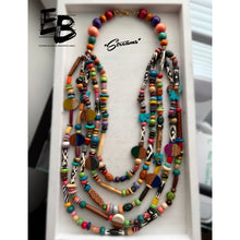 Load image into Gallery viewer, “Streams” Dyed Bone & Mixed Beads Multi-Strand Necklace