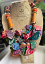Load image into Gallery viewer, “Jasper Rhapsody” Abstract Jasper & Vintage Wood Statement Necklace