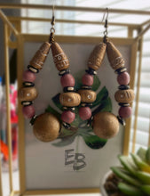 Load image into Gallery viewer, “Castle Cuties” Ceramic, Bone & Wood Dangle Earrings