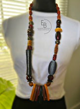 Load image into Gallery viewer, “The Horn Section” Long Wood & Horn Abstract Necklace