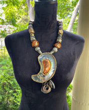 Load image into Gallery viewer, “Heavy On The Metals” Handcrafted Abstract Statement Necklace