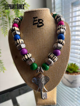Load image into Gallery viewer, “Silver Elle” Bone & Wood Necklace