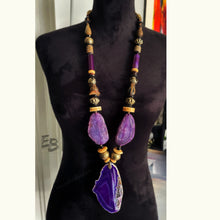 Load image into Gallery viewer, “Brazen Plum” Fine Agate, Stone & Metals Necklace