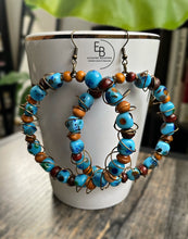 Load image into Gallery viewer, “In A Blue Frenzy” Wire Wrapped Ceramic Earrings