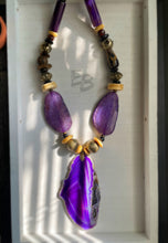 Load image into Gallery viewer, “Brazen Plum” Fine Agate, Stone & Metals Necklace
