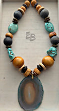 Load image into Gallery viewer, “River Runs Deep” Oversized Agate & Turquoise Necklace