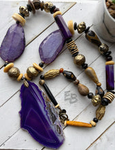 Load image into Gallery viewer, “Brazen Plum” Fine Agate, Stone & Metals Necklace