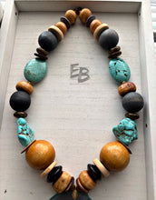 Load image into Gallery viewer, “River Runs Deep” Oversized Agate & Turquoise Necklace