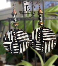 Load image into Gallery viewer, “Big Batik” Hand painted Wood Dangle Earrings