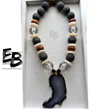 Load image into Gallery viewer, “Gray’s Anatomy” Oversized Agate, Wood & Resin Necklace