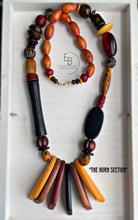 Load image into Gallery viewer, “The Horn Section” Long Wood & Horn Abstract Necklace