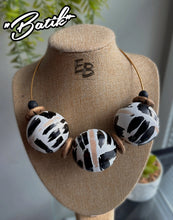 Load image into Gallery viewer, “Batik News” Oversized Hand-painted Batik Style Wood Statement Necklace 
