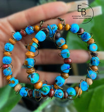 Load image into Gallery viewer, “In A Blue Frenzy” Wire Wrapped Ceramic Earrings