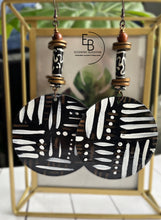 Load image into Gallery viewer, “Big Batik” Hand painted Wood Dangle Earrings