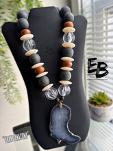 Load image into Gallery viewer, “Gray’s Anatomy” Oversized Agate, Wood & Resin Necklace