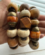 Load image into Gallery viewer, “Rustic Brass” Chunky Bone & Brass Unisex Stretch Bracelet