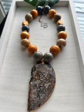 Load image into Gallery viewer, “Granite” Agate & Ceramic Glass Bead Statement Necklace
