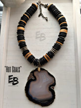Load image into Gallery viewer, “Hot Coals” Natural Agate & Wood Necklace