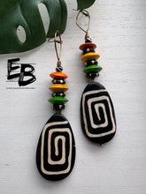Load image into Gallery viewer, “Citrus Bone” Tribal Dangle Earrings