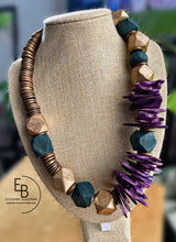 Load image into Gallery viewer, “Electric Woods Collection” Purple Coconut Necklace