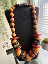 Load image into Gallery viewer, “Oh Darling” Vintage Wood Canvas Ribbon Floral Necklace