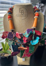 Load image into Gallery viewer, “Jasper Rhapsody” Abstract Jasper & Vintage Wood Statement Necklace