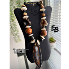 Load image into Gallery viewer, “Earth’s Fruit” Agate, Wood, Bone & Brass Long Necklace